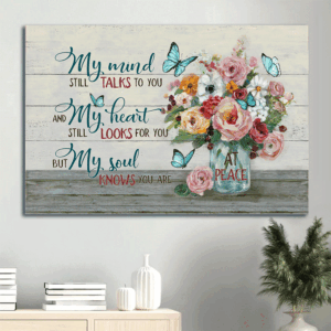 Heavenly Flower in Mason Jar Poster - Colorful Flower & Blue Butterfly Wall Art for Home Decor - Jesus Landscape Visual Art Gift - AMZPLT00123