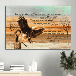 Christian Sunset Landscape Poster - Eagle Drawing Home Decor Gift