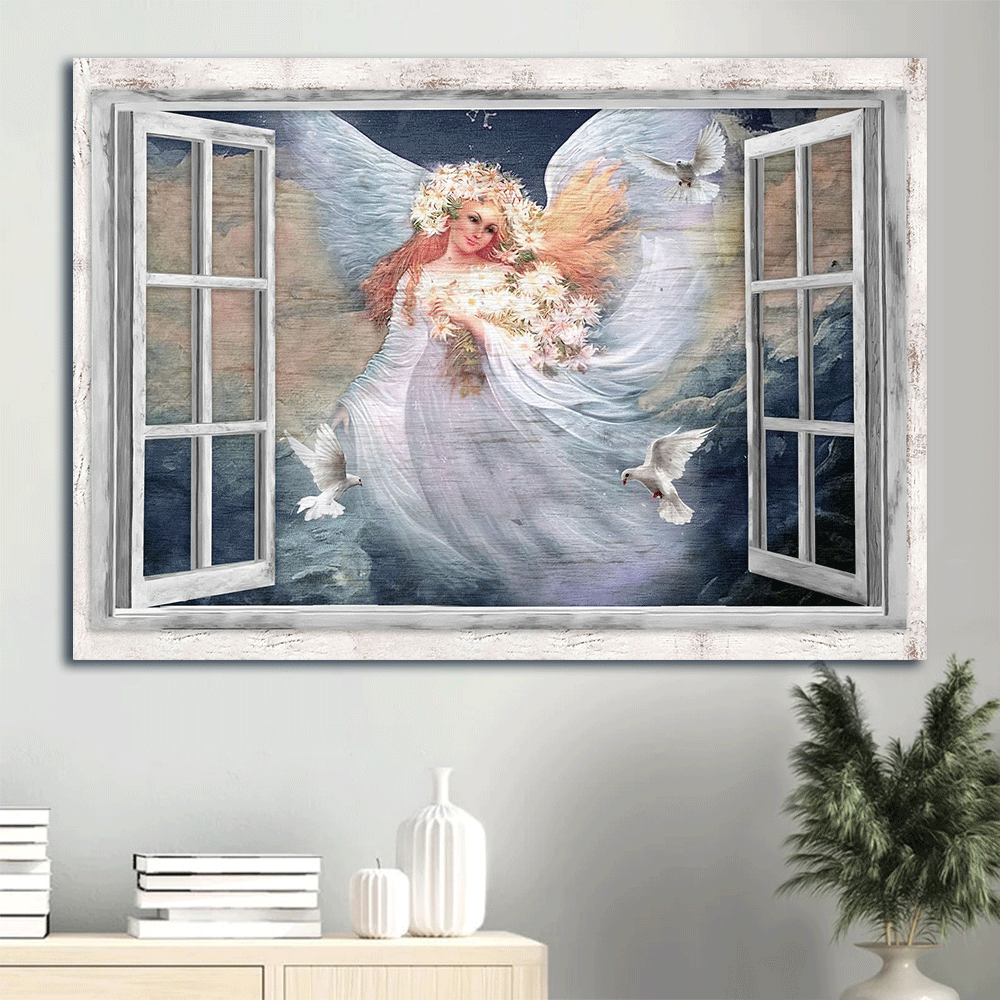 Jesus Landscape Poster Home Decor Gift – Angel Daisy Vase White Dove – Christian Heaven Decor Jesus Landscape Poster Home Decor Gift – Angel Daisy Vase White Dove – Christian Heaven Decor