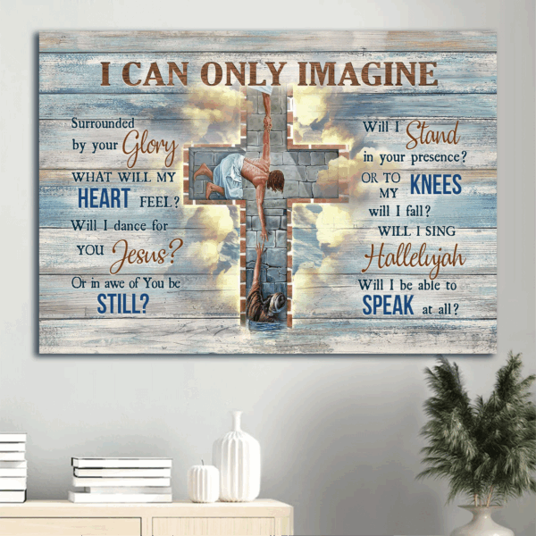 Jesus Landscape Poster: Faithful Home Decor Gift with Abstract Cross and Christ The Redeemer – Christian Wall Art for Christian Song Fans