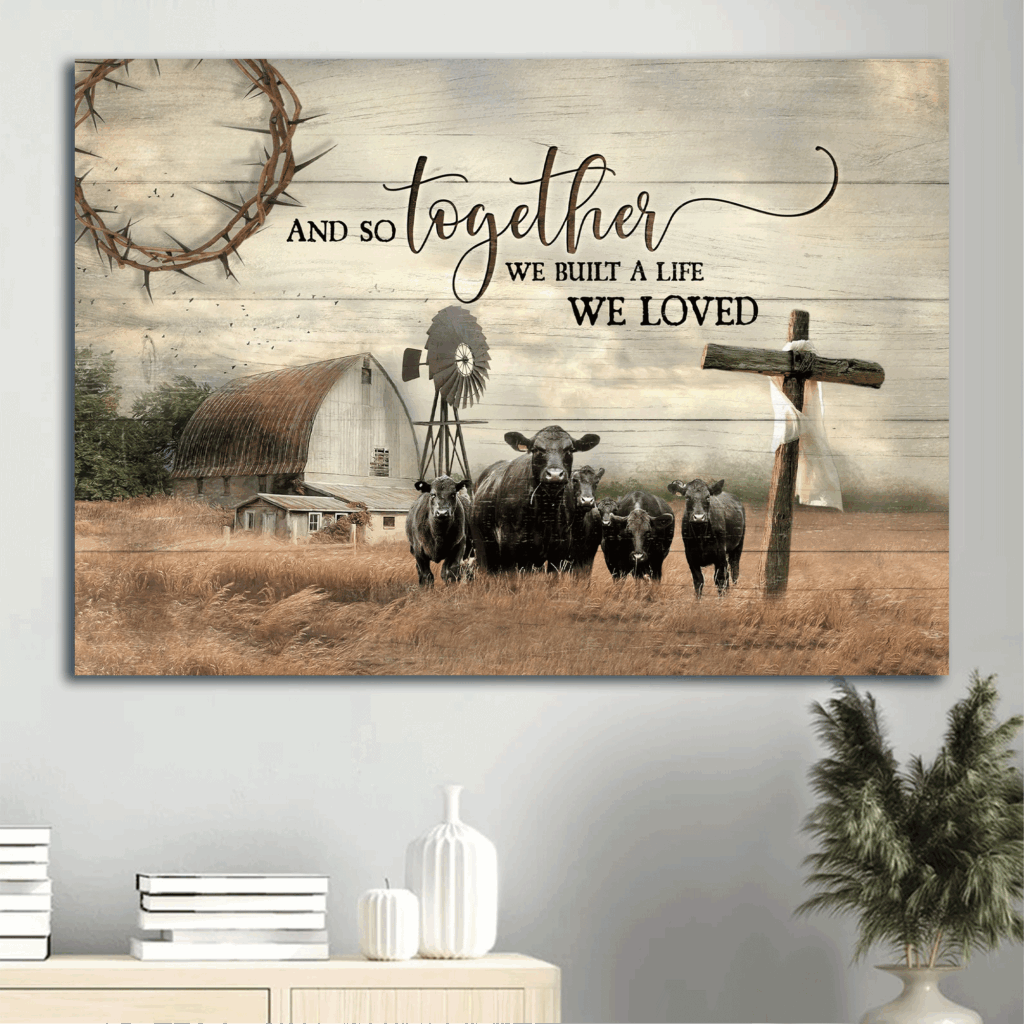 Religious Christian Home Decor Gift: Jesus Landscape Poster with Wooden Cross and Old Barn Painting Religious Christian Home Decor Gift: Jesus Landscape Poster with Wooden Cross and Old Barn Painting