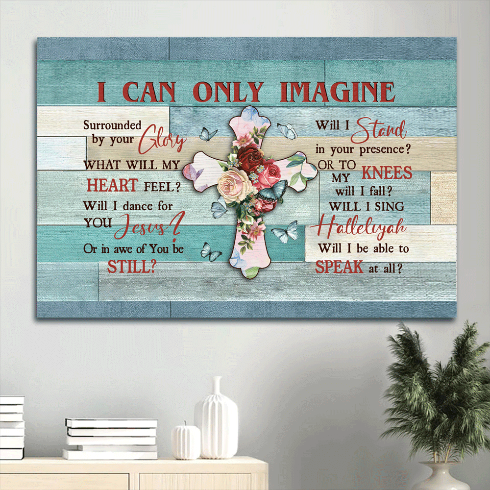 Religious Christian Home Decor Poster- Abstract Cross Flower Painting Blue Butterfly- Jesus Landscape Gift- I Can Only Imagine Religious Christian Home Decor Poster- Abstract Cross Flower Painting Blue Butterfly- Jesus Landscape Gift- I Can Only Imagine