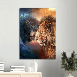 Abstract Jesus Portrait Poster: Lion of Judah Art for Christian Home Decor
