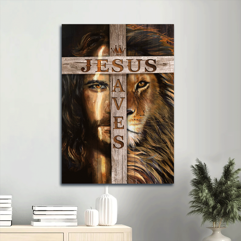 Jesus Portrait Poster – Abstract Art Lion Of Judah Wooden Cross – Gift For Religious Christian Jesus Portrait Poster – Abstract Art Lion Of Judah Wooden Cross – Gift For Religious Christian