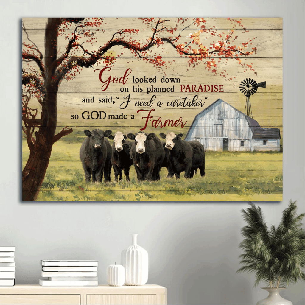 Jesus Landscape Aberdeen Angus Tranquil Farm Poster – Spring Grass Field Home Decor Gift for Religious Christian Jesus Landscape Aberdeen Angus Tranquil Farm Poster – Spring Grass Field Home Decor Gift for Religious Christian