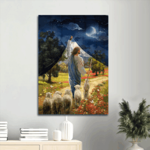 Abstract Jesus Portrait Poster: Lamb Of God Good Shepherd Christian Home Decor Gift