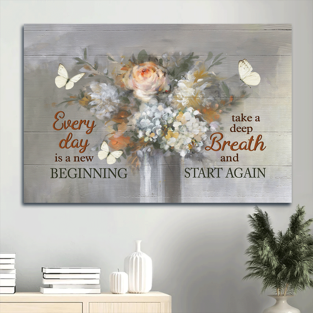 Jesus Landscape Poster: Abstract Flower & White Butterfly Home Decor Gift for Christians – New Beginning Motivational Quote Jesus Landscape Poster: Abstract Flower & White Butterfly Home Decor Gift for Christians – New Beginning Motivational Quote