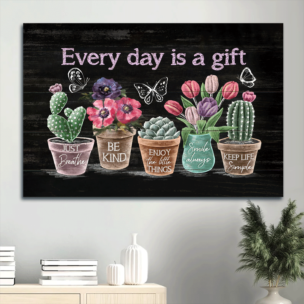Jesus Landscape Poster Home Decor Gift – Abstract Flower Painting with Rustic Cactus Tulip Flower Butterfly – Gift for Religious Christians – Every Day Is A Gift Jesus Landscape Poster Home Decor Gift – Abstract Flower Painting with Rustic Cactus Tulip Flower Butterfly – Gift for Religious Christians – Every Day Is A Gift