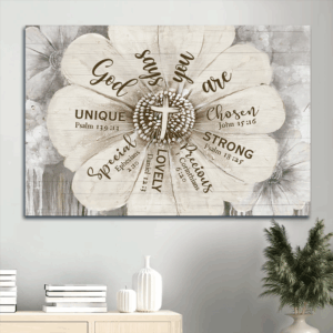 Jesus Landscape Poster Home Decor Gift - Abstract Flower Painting with Bible Verse - Religious Christian Gift - God Says You Are