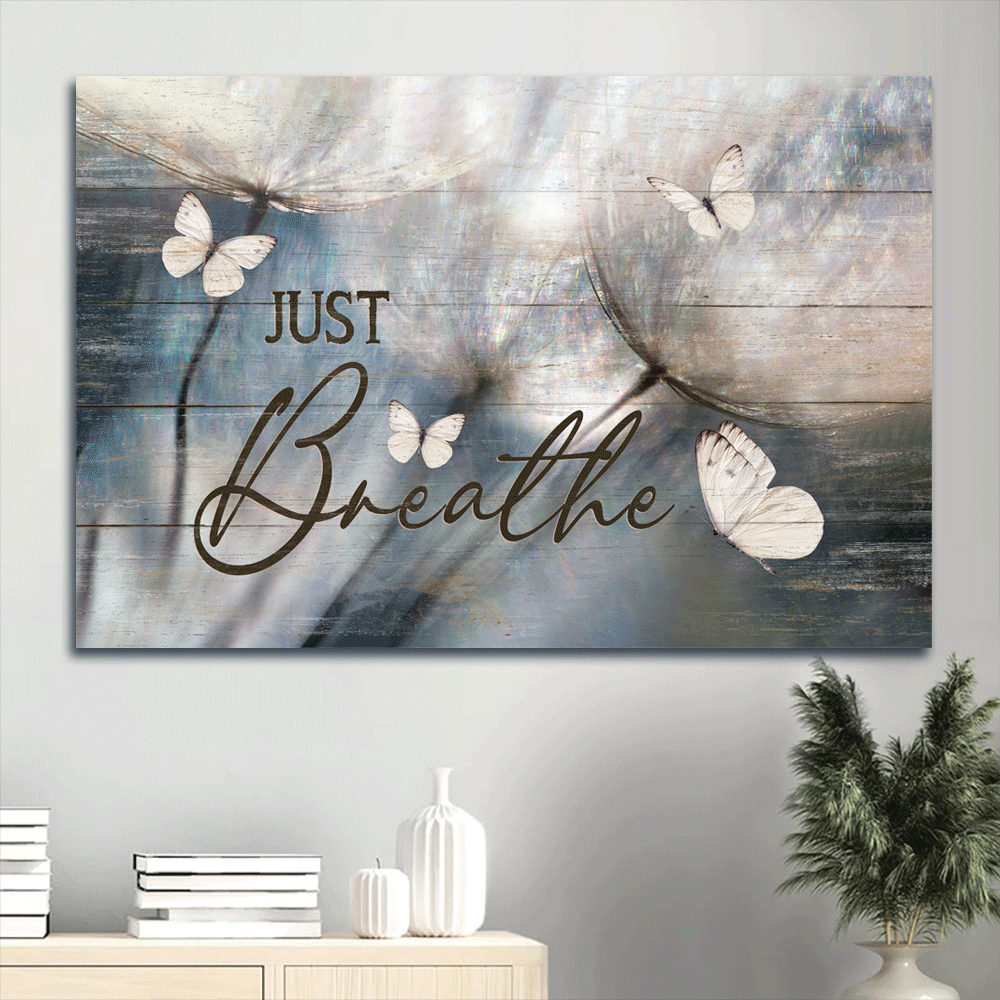 Abstract Dandelion Jesus Landscape Poster Home Decor Gift – Vintage Christian Art with White Butterfly – Just Breathe Abstract Dandelion Jesus Landscape Poster Home Decor Gift – Vintage Christian Art with White Butterfly – Just Breathe