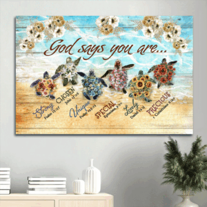 Jesus Landscape Poster Home Decor Gift - Abstract Flower Painting Beach & Sea Turtles Bible Verse Christian Art