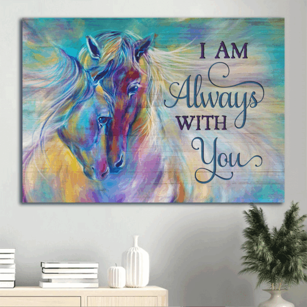Jesus Landscape Poster: Abstract Watercolor Horses & Sweet Couple Home Decor Gift – Religious Christian Art