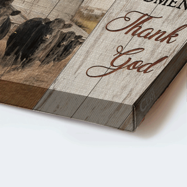 Tranquil Farm Jesus Landscape and Aberdeen Angus Poster Home Decor Gift – Thank God Every Moment – Religious Christian Gift