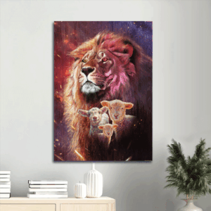 Jesus Lion Lamb Portrait Poster - Abstract Watercolor Art for Religious Christians