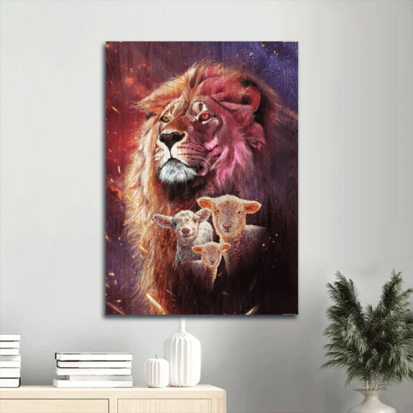 Jesus Lion Lamb Portrait Poster – Abstract Watercolor Art for Religious Christians