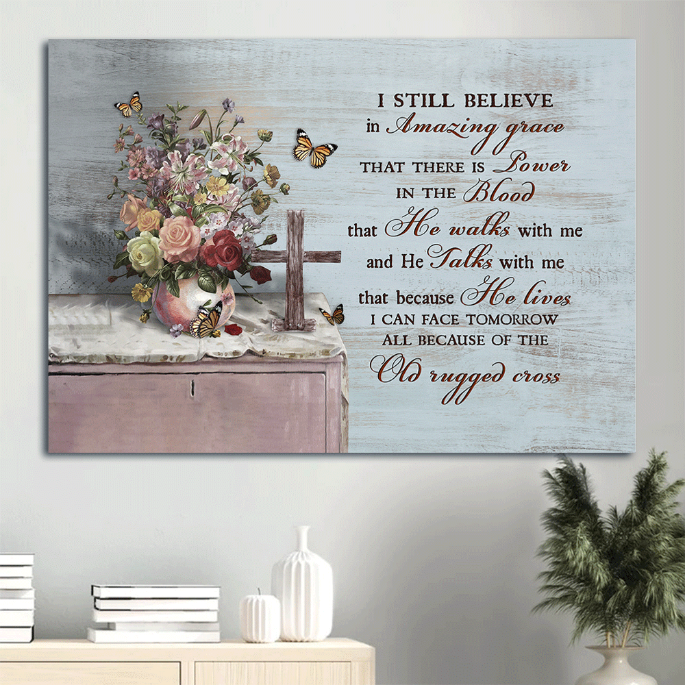 Jesus Landscape Poster Home Decor Gift – Cross Symbol Poster Home Decor Gift with Brilliant Flowers and Orange Butterfly – Perfect Christian Gift for Amazing Grace Jesus Landscape Poster Home Decor Gift – Cross Symbol Poster Home Decor Gift with Brilliant Flowers and Orange Butterfly – Perfect Christian Gift for Amazing Grace