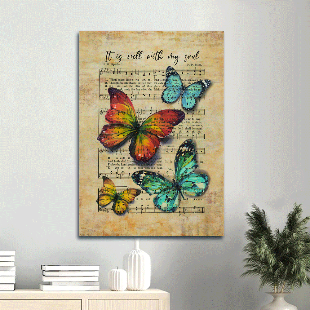Jesus Portrait Poster Home Decor Gift- Butterfly & Antique Music Poster Home Decor Gift- Christian Gift- It is Well with My Soul Jesus Portrait Poster Home Decor Gift- Butterfly & Antique Music Poster Home Decor Gift- Christian Gift- It is Well with My Soul