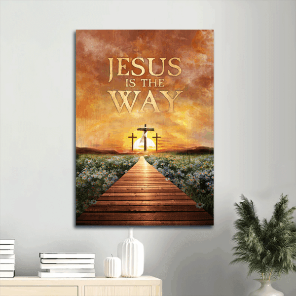 Jesus Portrait Poster: Bridge Painting Sunset  Poster Home Decor Gift Gift for Christian Home Decor – Jesus is the Way