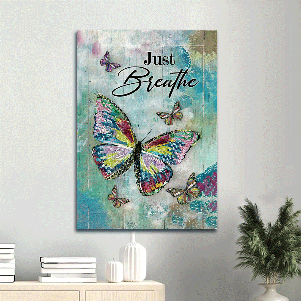 Colorful Jesus Portrait Poster Home Decor Gift – Christian Home Decor Gift with Brilliant Butterfly – Just Breathe Colorful Jesus Portrait Poster Home Decor Gift – Christian Home Decor Gift with Brilliant Butterfly – Just Breathe