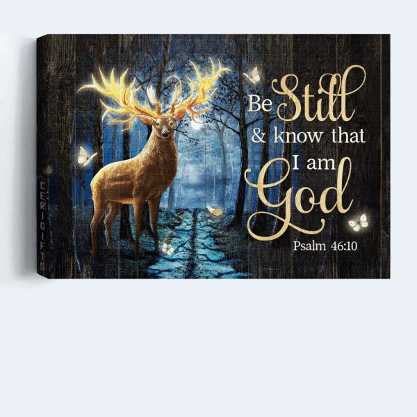 Jesus Landscape Poster: Deer Forest & Butterfly  Poster Home Decor Gift – Christian Home Decor Gift – Be Still and Know – 82 characters