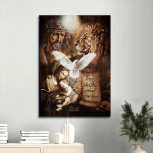 Jesus Portrait Poster Home Decor Gift - Brilliant Dove Life of Jesus & Lion  Poster Home Decor Gift - Christian Gift Trust in the Lord