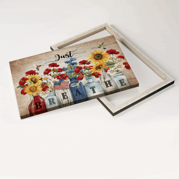 Jesus Landscape Poster Home Decor Gift – Stunning Flower Garden US Flag Hummingbird  Poster Home Decor Gift – Perfect Gift for Christian Home – Just Breathe
