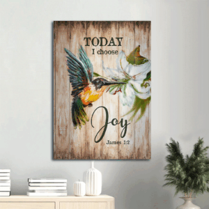 Christian Home Decor: Jesus Portrait Poster with Hummingbird and Lily Flower  Poster Home Decor Gift - Today I Choose Joy Gift