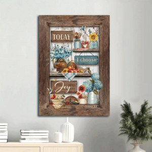 Christian Home Decor Gift: Jesus Portrait Poster with Blue Hydrangea - Colorful  Poster Home Decor Gift Painting for Kitchen - Today I Choose Joy