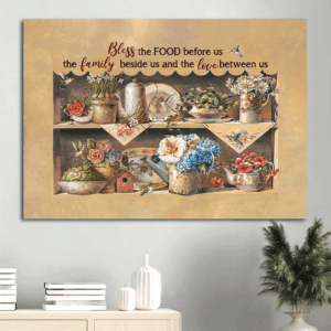 Jesus Landscape Poster Home Decor Gift - Vibrant Garden Colorful Flower Hummingbird  Poster Home Decor Gift - Christian Blessing Art