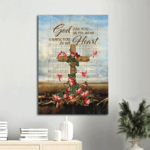 Jesus Portrait Poster Home Decor Gift - Red Rose Cardinal Cross  Poster Home Decor Gift - Christian Gift - God s Embrace