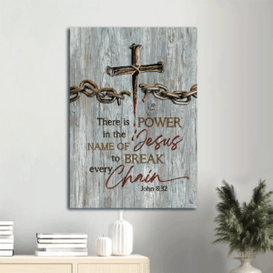 Powerful Jesus Portrait Poster: Broken Chain Blood Cross  Poster Home Decor Gift - Christian Home Decor Gift