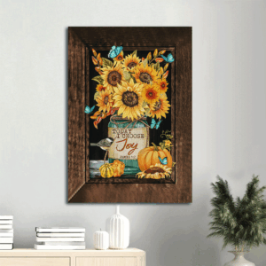 Jesus Portrait Poster Home Decor Gift - Sunflower Pumpkin & Butterfly  Poster Home Decor Gift - Christian Joy