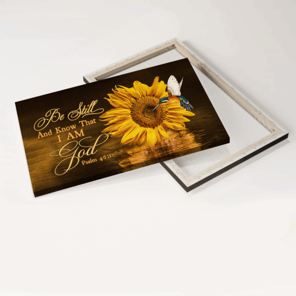 Christian Home Decor Gift: Jesus Landscape Poster with Sunflower and Hummingbird  Poster Home Decor Gift – Be Still and Know God
