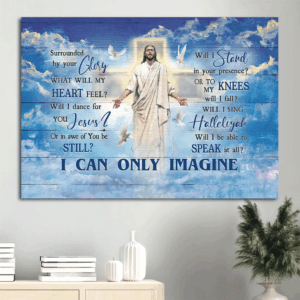 Jesus Landscape Poster Home Decor Gift - Blue Sky Holy Spirit Dove Jesus Painting  Poster Home Decor Gift - Gift for Christian - Christian Wall Art
