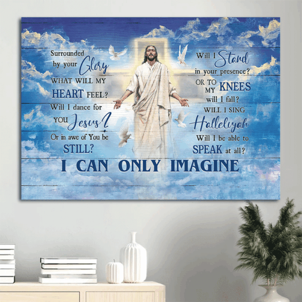 Jesus Landscape Poster Home Decor Gift – Blue Sky Holy Spirit Dove Jesus Painting  Poster Home Decor Gift – Gift for Christian – Christian Wall Art