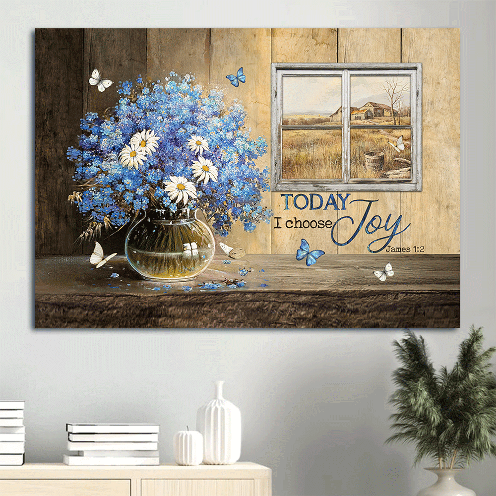 Christian Landscape Poster Gift – Blue Flowers White Daisy Farm View Poster Home Decor Gift – Joyful Christian Wall Art Christian Landscape Poster Gift – Blue Flowers White Daisy Farm View Poster Home Decor Gift – Joyful Christian Wall Art