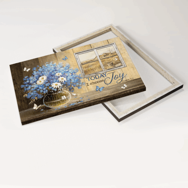 Christian Landscape Poster Gift – Blue Flowers White Daisy Farm View  Poster Home Decor Gift – Joyful Christian Wall Art