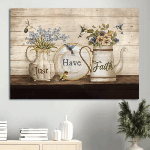 Jesus Landscape Poster Home Decor Gift - Blue Flowers Hummingbirds  Poster Home Decor Gift - Christian Wall Art