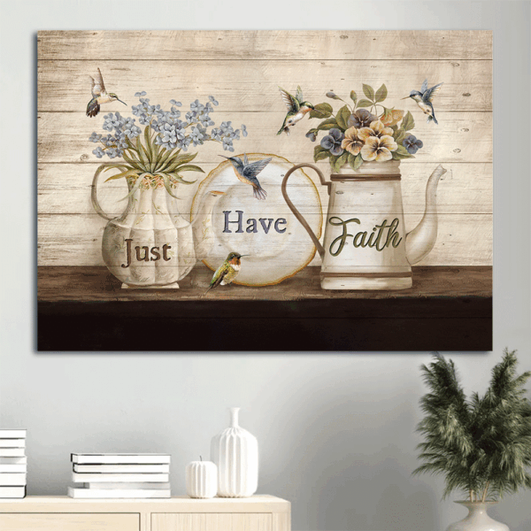 Jesus Landscape Poster Home Decor Gift – Blue Flowers Hummingbirds  Poster Home Decor Gift – Christian Wall Art