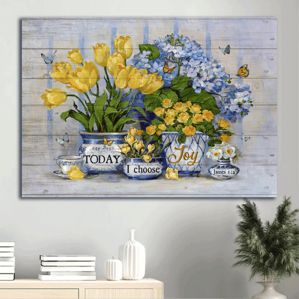 Christian Home Decor: Jesus Landscape Poster with Blue Hydrangea and Butterfly Poster Home Decor Gift – Today I Choose Joy Wall Art Print Christian Home Decor: Jesus Landscape Poster with Blue Hydrangea and Butterfly Poster Home Decor Gift – Today I Choose Joy Wall Art Print