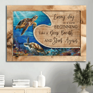Jesus Landscape Poster: Blue Ocean Sea Turtle  Poster Home Decor Gift Home Decor Gift for Christian