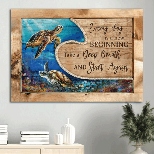 Jesus Landscape Poster: Blue Ocean Sea Turtle  Poster Home Decor Gift Home Decor Gift for Christian