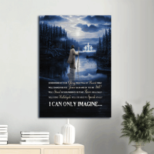 Jesus Portrait Poster Home Decor Gift - Blue Night Stunning Forest Walking on Water  Poster Home Decor Gift - Gift for Christian - I Can Only Imagine - Wall Art