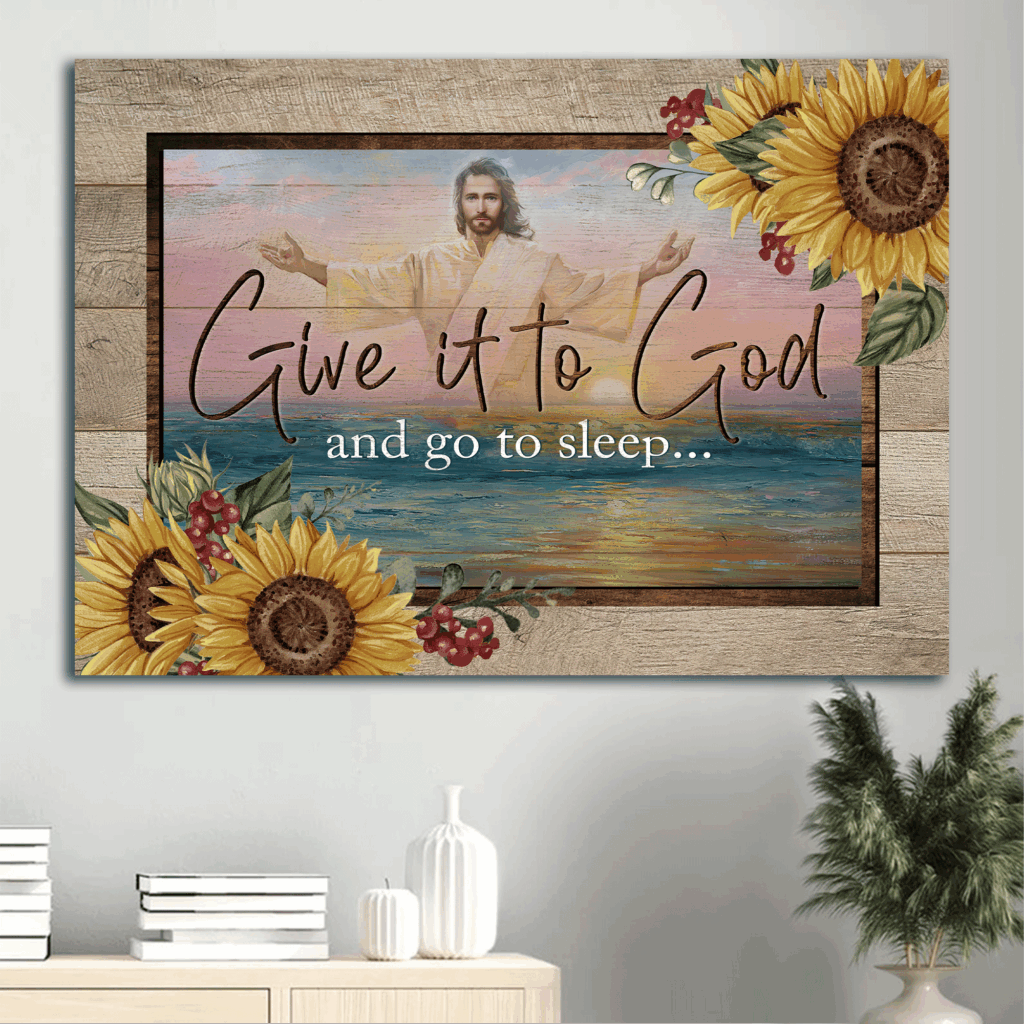 Blue Ocean Jesus Landscape Poster: Christian Wall Art Gift with Watercolor Sunflower Poster Home Decor Gift Blue Ocean Jesus Landscape Poster: Christian Wall Art Gift with Watercolor Sunflower Poster Home Decor Gift