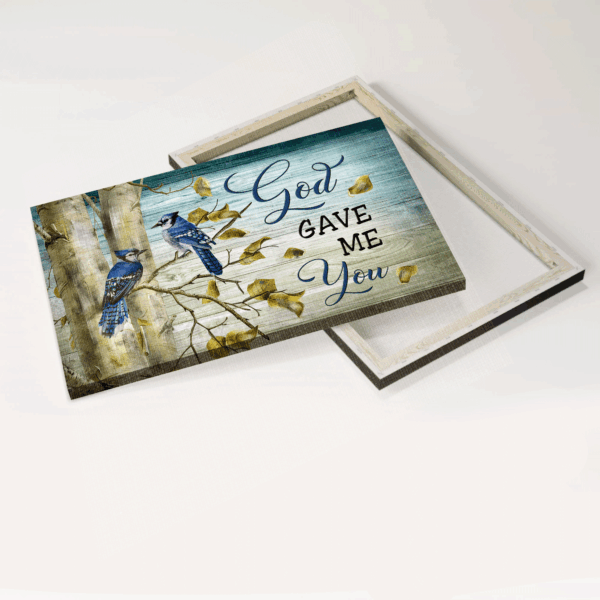 Jesus Landscape Poster Home Decor Gift – Blue Jay Couple Autumn Tree  Poster Home Decor Gift – Gift for Christian – God Gave Me You Wall Art