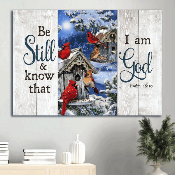 Jesus Landscape Poster Home Decor Gift – Blue Night Cardinal Drawing Birdhouse  Poster Home Decor Gift – Christian Wall Art