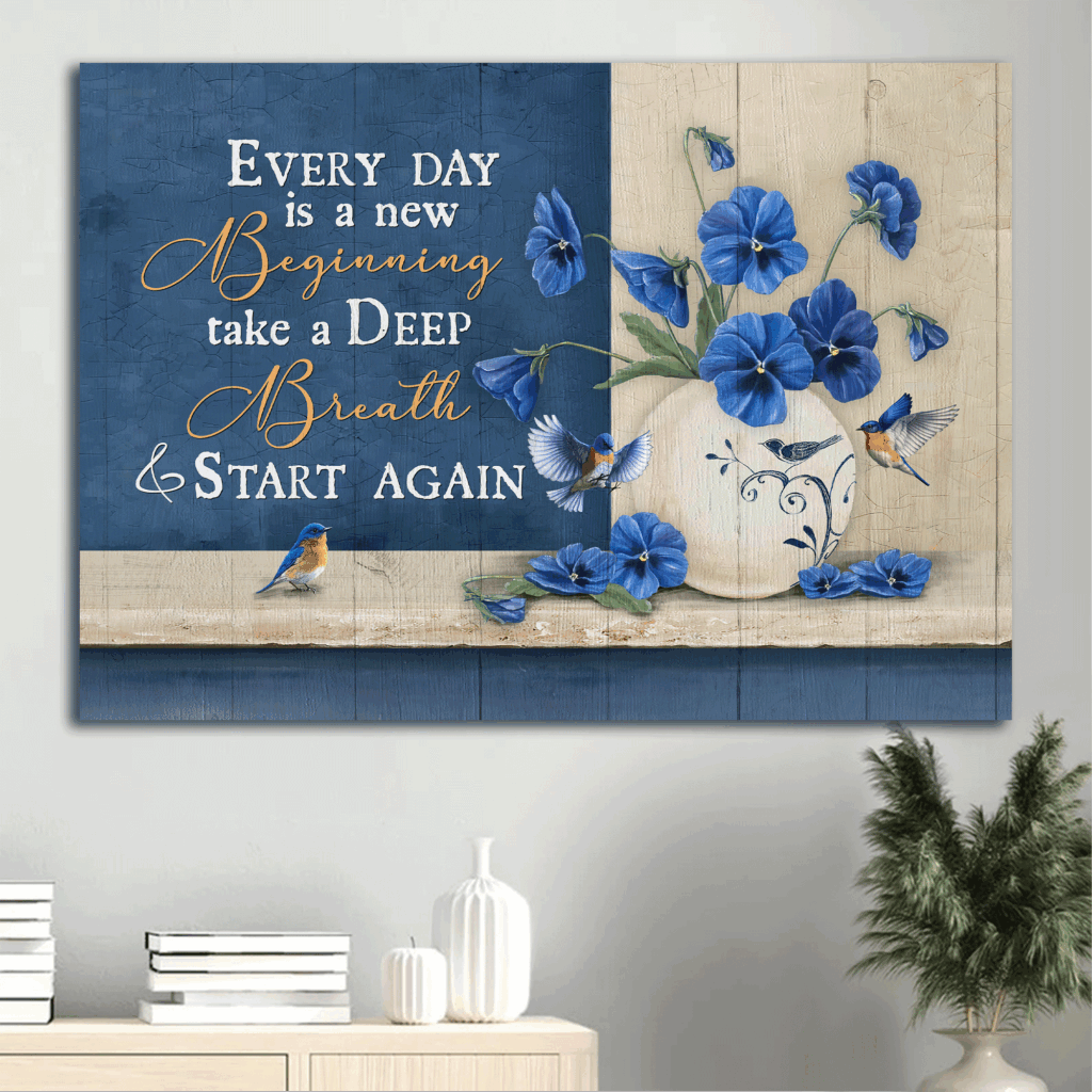 Christian Landscape Poster Home Decor Gift – Blue Pansy Eastern Bluebird Poster Home Decor Gift Print – New Beginning Christian Wall Art Christian Landscape Poster Home Decor Gift – Blue Pansy Eastern Bluebird Poster Home Decor Gift Print – New Beginning Christian Wall Art