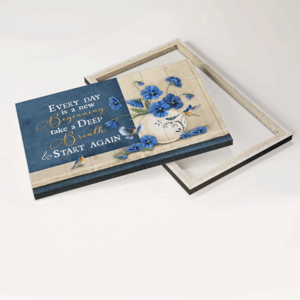 Christian Landscape Poster Home Decor Gift – Blue Pansy Eastern Bluebird  Poster Home Decor Gift Print – New Beginning Christian Wall Art