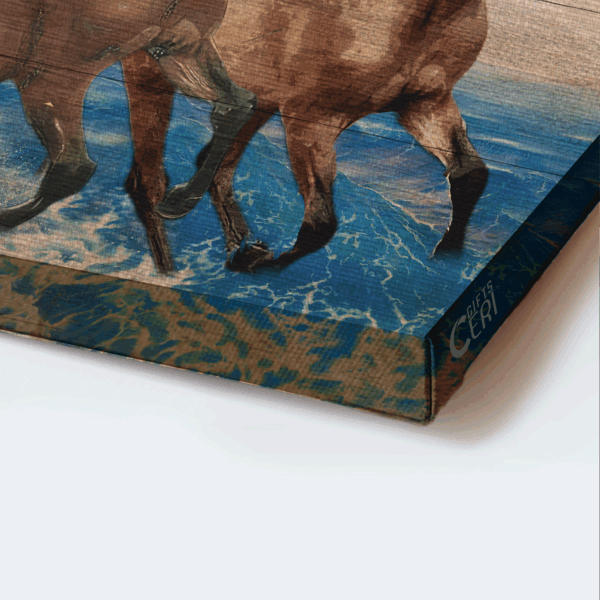 Jesus Landscape Poster: Blue Ocean & Running Horses  Poster Home Decor Gift – Christian Wall Art & Home Decor Gift