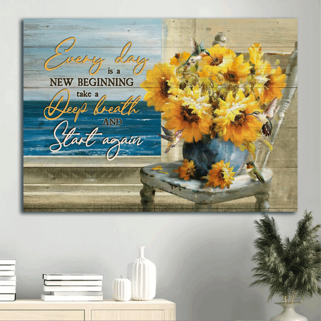 Jesus Landscape Poster Home Decor Gift – Blue Ocean Drawing & Watercolor Sunflower Poster Home Decor Gift for Christians – Every Day is a New Beginning – Wall Art Prints Jesus Landscape Poster Home Decor Gift – Blue Ocean Drawing & Watercolor Sunflower Poster Home Decor Gift for Christians – Every Day is a New Beginning – Wall Art Prints